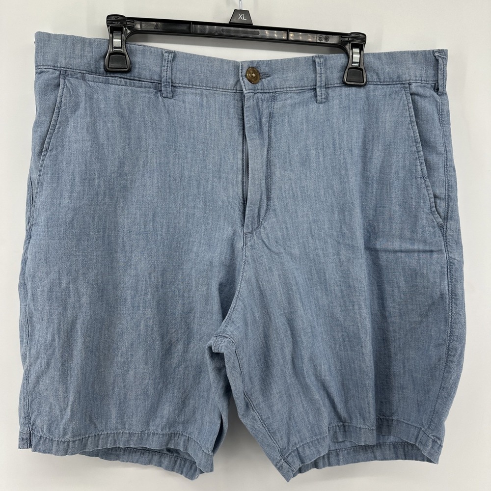 Gap Mens 36 Indigo Chambray Flat Front Comfort 9" Essential Khaki Shorts